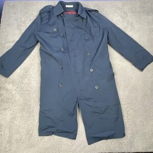 Vintage Misty Harbor Coat Mens 40 Regular Navy Trench Double Breasted Belted 90s